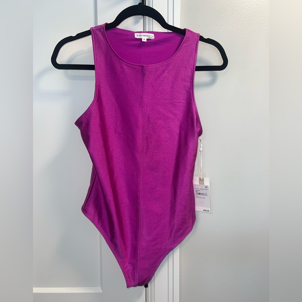 NWT Good American Women’s Bodysuit Metallic Purple Size 2